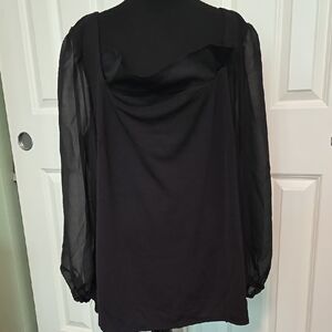 Elegant Black Blouse With Sheer Sleeves